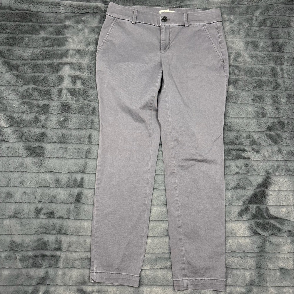LOFT Grey Chino Ankle Pants Womens 4 Tapered Stretch Cotton Trousers 476500